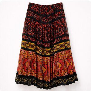 Sandy‎ Starkman Vintage Patchwork Tiered Midi Skirt | Boho Chic Revival | Size L